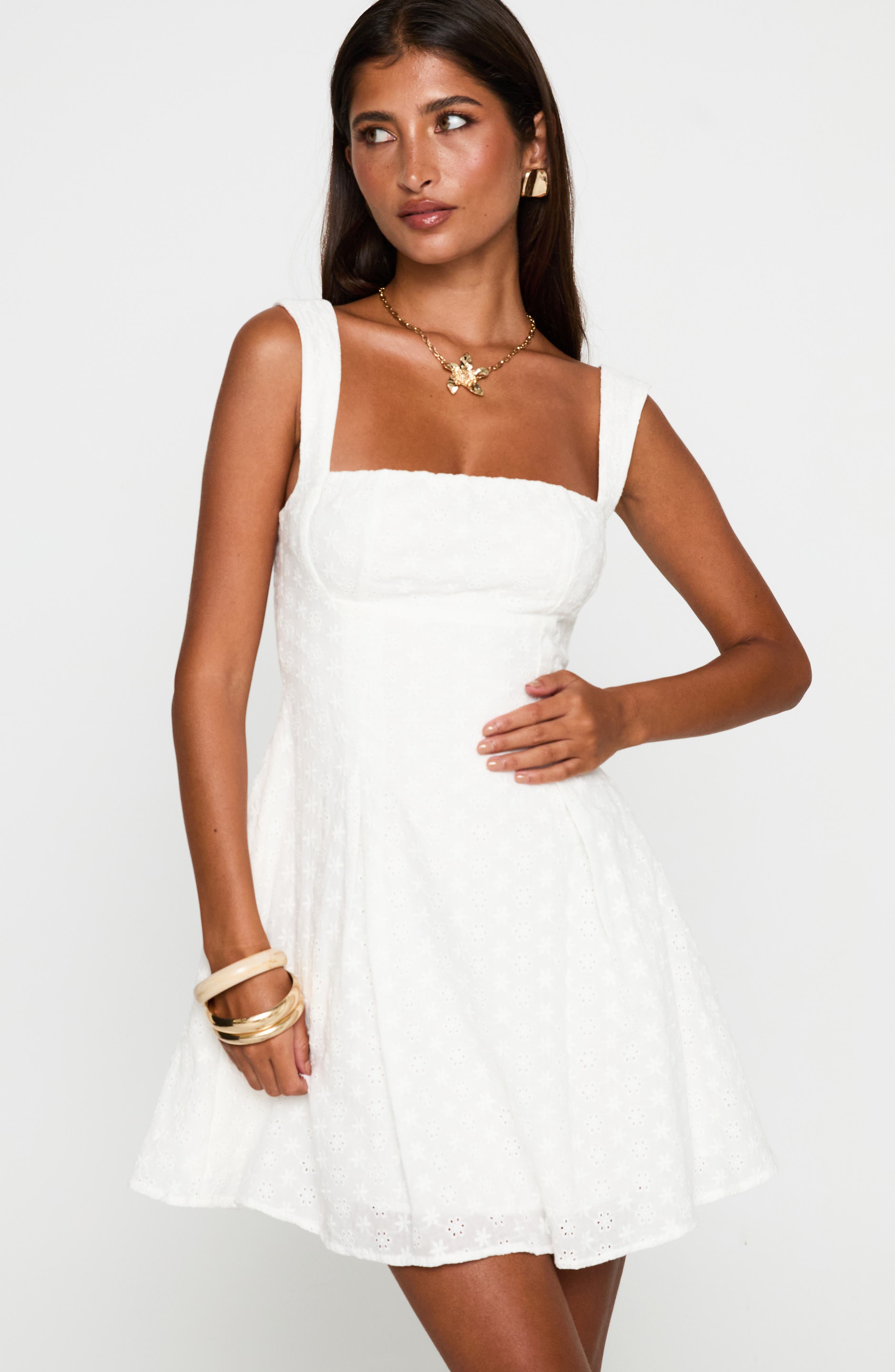 Princess Polly Xanthus Eyelet Tie Back Cotton Minidress (Women