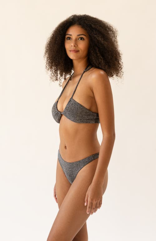 Dippin Daisys Seaport Thong Bikini Bottom In Sparkle Black
