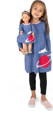 Leveret Girls Cotton Dress with Matching Doll Dress, Printed Design