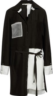 Jason Wu Collection Soft Suiting Collage Long Sleeve Shirtdress