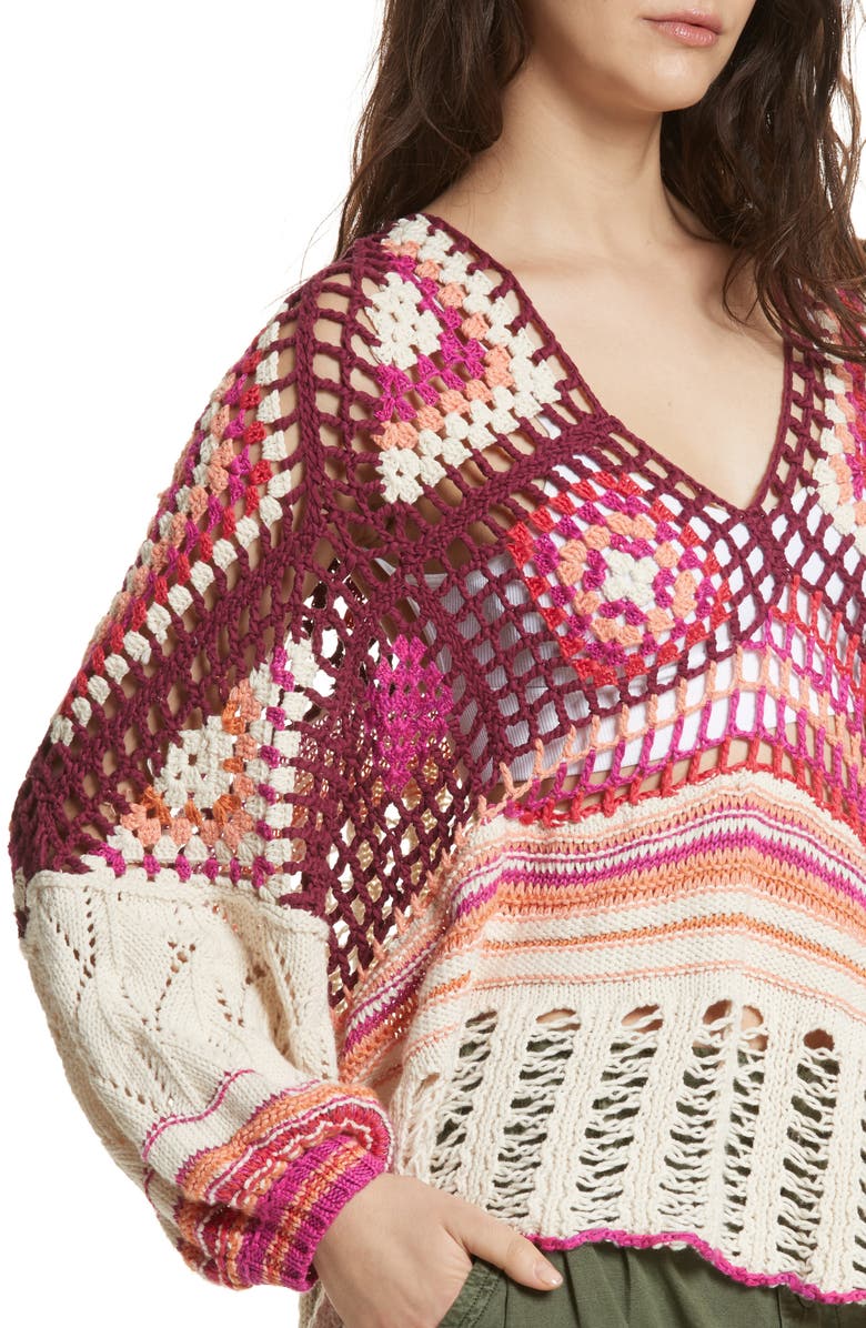 Free People Call Me Crochet Sweater, Alternate, color, 