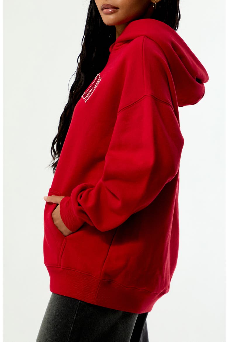 Logo 1980 Oversize Cotton Blend Hoodie, Alternate, color, RED