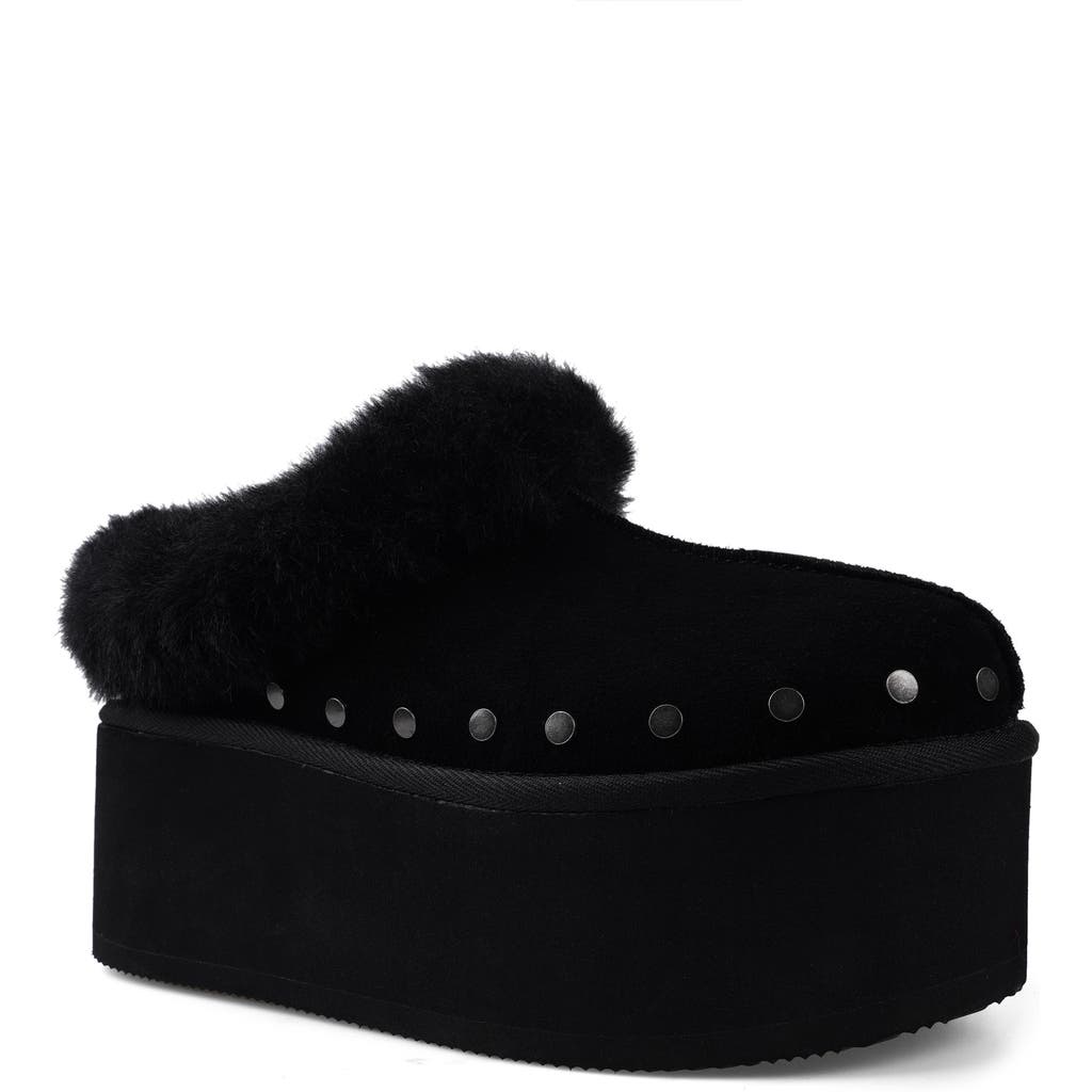 Candie's Sabi Faux Fur Platform Slipper in Black