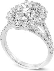 LuvMyJewelry Sabina 14K White Gold Oval Lab Grown Diamond Halo Engagement Ring - 4.7 Ct