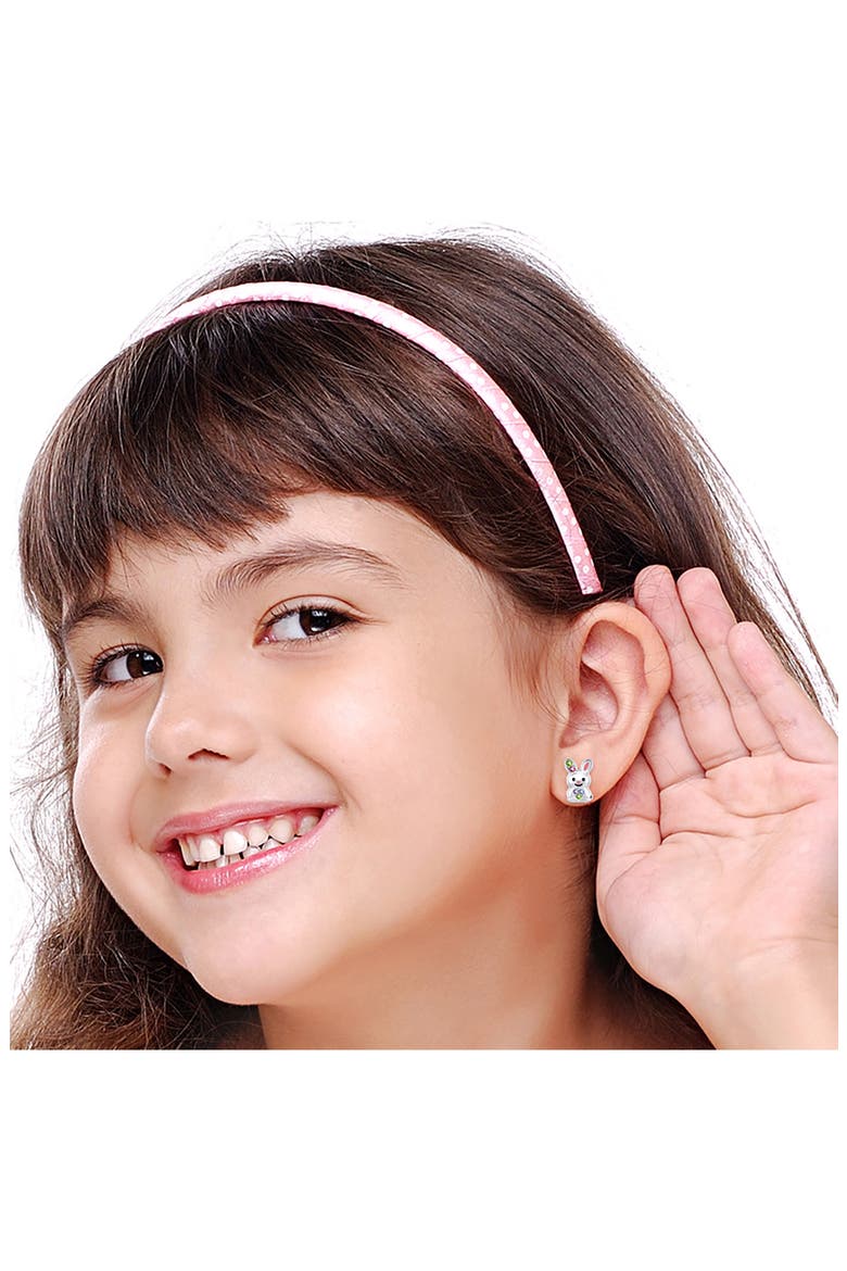 Kids' Bunny Stud Earrings, Alternate, color, WHITE