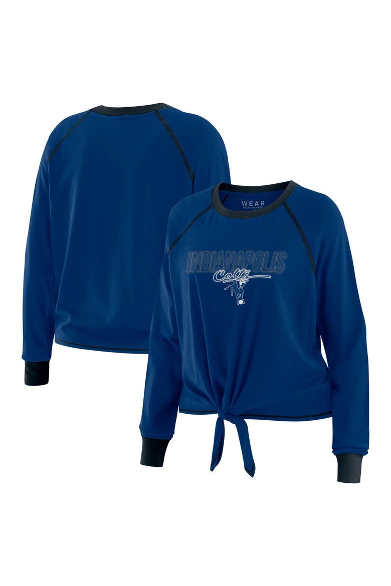 Women's WEAR by Erin Andrews Royal Indianapolis Colts Tie-Front Long Sleeve T-Shirt, Main, color, Royal
