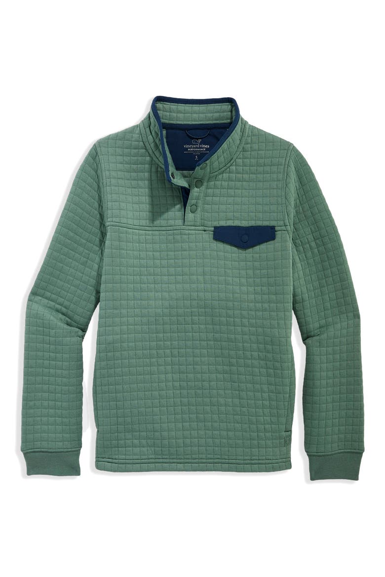 Kids' Navigator Quilted Quarter Snap Pullover, Main, color, OLIVE DUSK