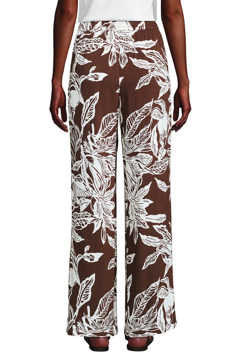Rayon High Rise Wide Leg Pants - Set Bottom, Alternate, color, Bark/Vanilla Etched Leaves
