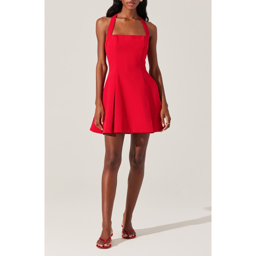 Astr The Label Lilibeth Pleated Halter Minidress In Red