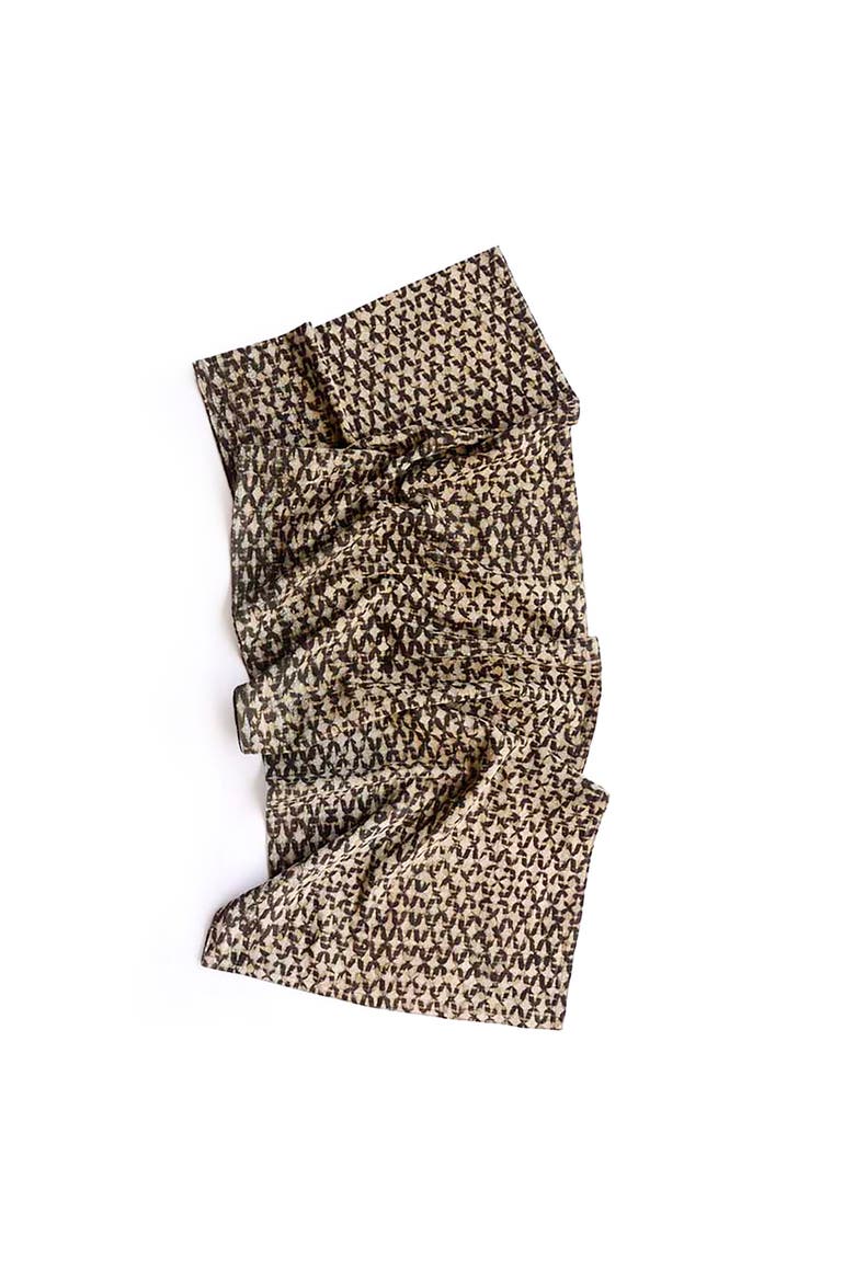 Boho Block Print Table Runner, Main, color, Beige