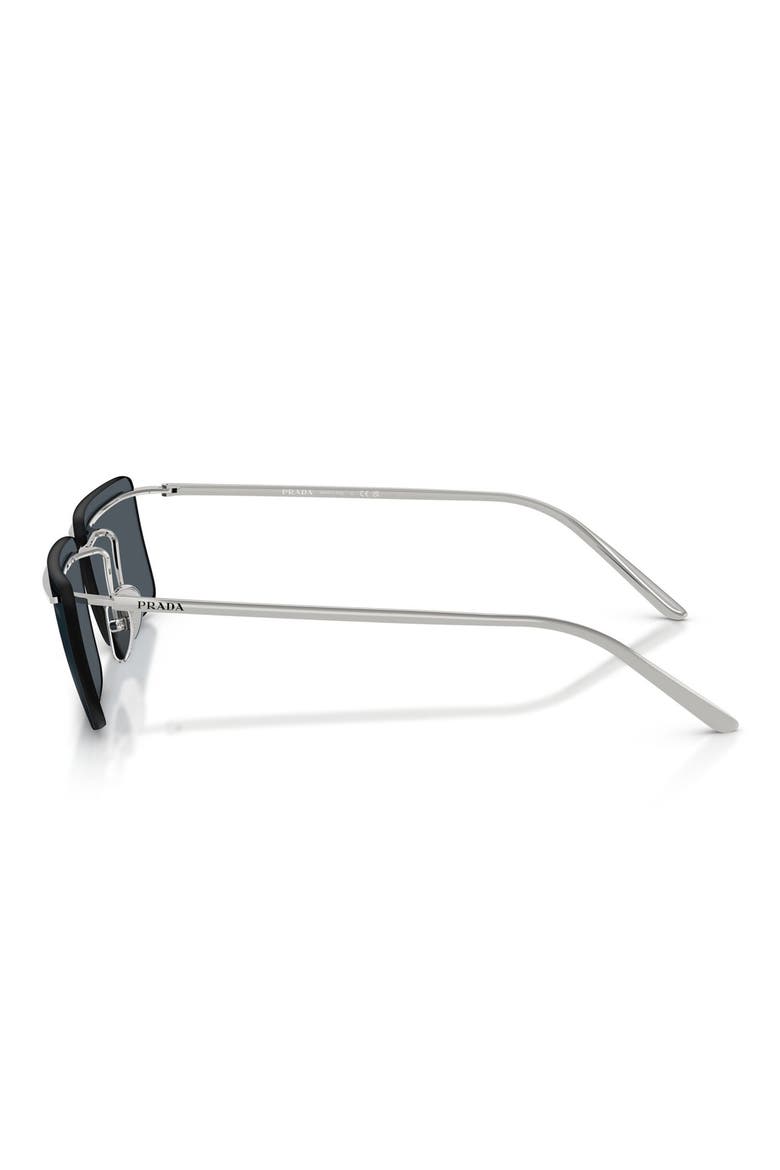 60mm Rectangular Sunglasses, Alternate, color, SILVER / DARK GREY
