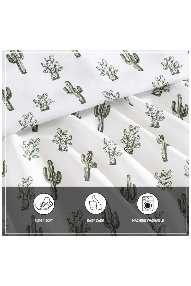 Cacti Print Microfiber Sheet Set, Alternate, color, / DARK GREEN
