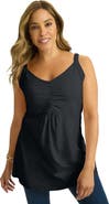 Jessica London Stretch Cotton Shirred Tank