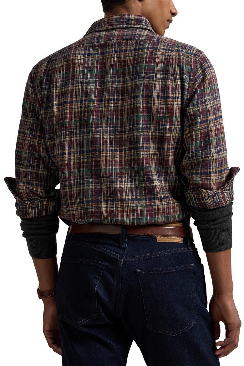 Brushed Flannel Button-Up Shirt, Alternate, color, MULTI RED