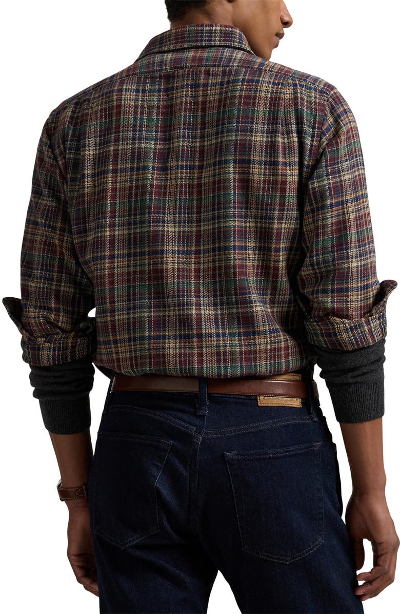 Polo Ralph Lauren Brushed Flannel Button-Up Shirt, Alternate, color, Multi Red