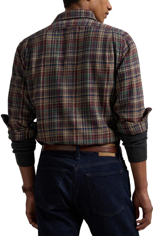 Polo Ralph Lauren Brushed Flannel Button-up Shirt In Brown