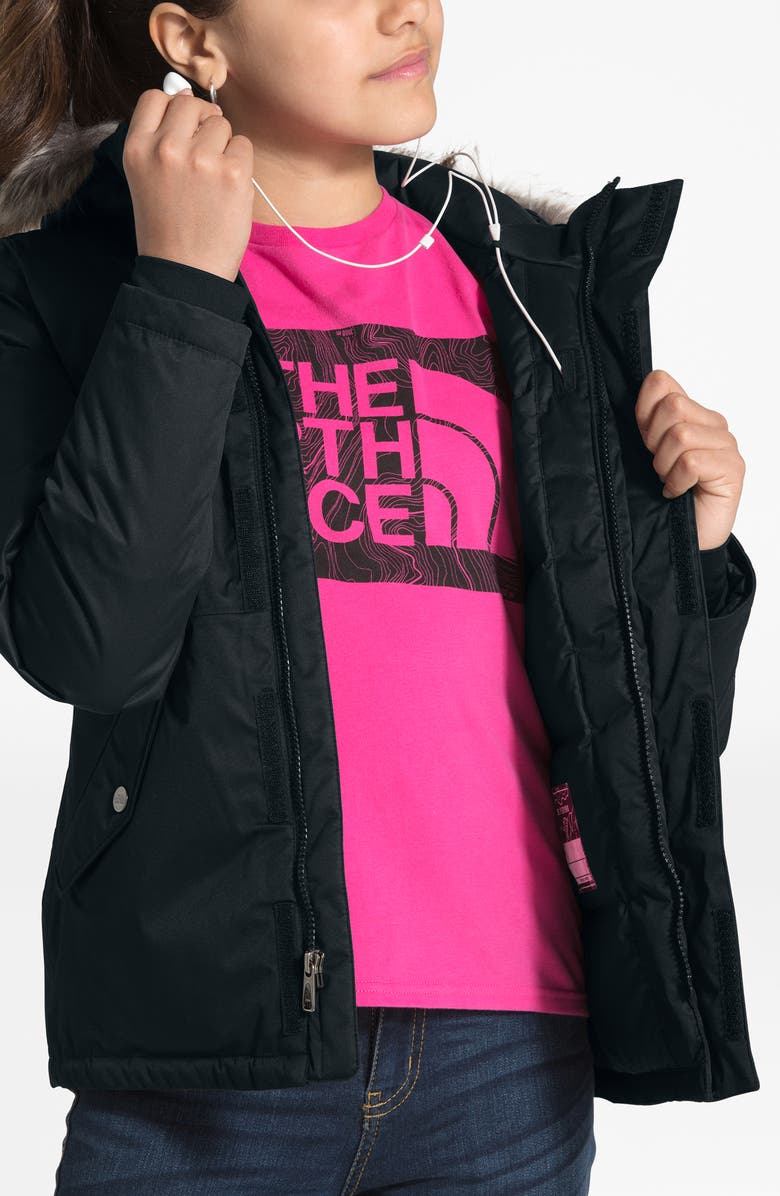 The North Face Greenland Waterproof 550 Fill Power Down Jacket with Faux Fur Trim, Alternate, color, 