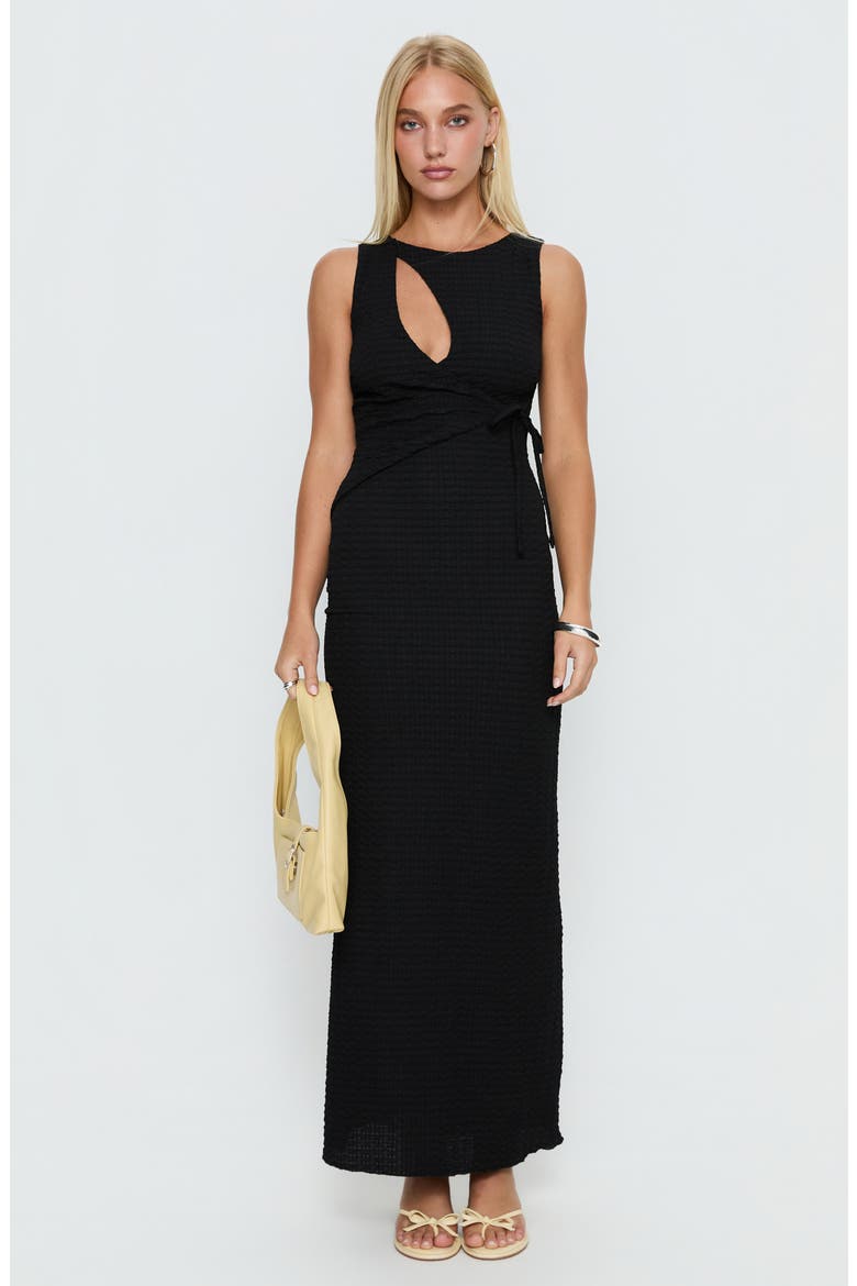 Cymone Texture Cutout Sleeveless Maxi Dress, Alternate, color, BLACK