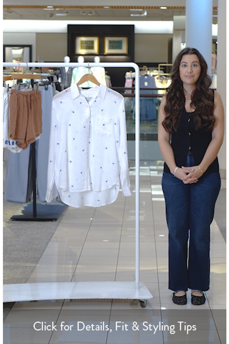 Charli Embroidered Floral Linen Blend Button-Up Shirt video
