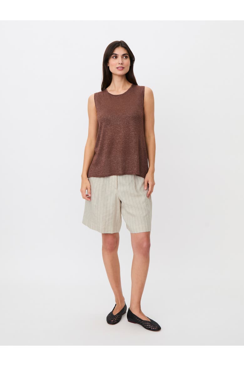 Mapauletta Linen-Blend Pinstripe Shorts, Alternate, color, Fog