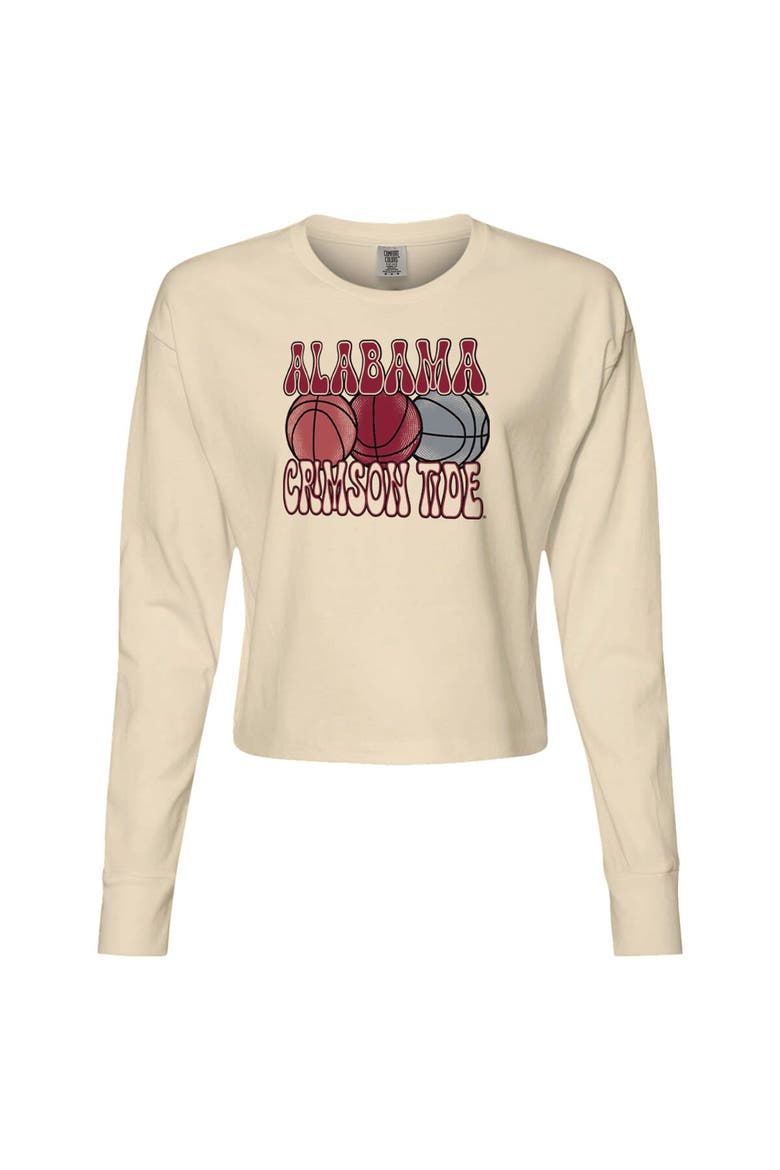 Women's Natural Alabama Crimson Tide Comfort Colors Basketball Cropped Long Sleeve T-Shirt, Alternate, color, Natural