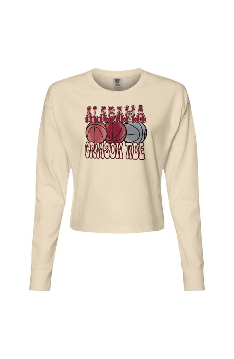 IMAGE ONE Women's Natural Alabama Crimson Tide Comfort Colors Basketball Cropped Long Sleeve T-Shirt, Alternate, color, Natural