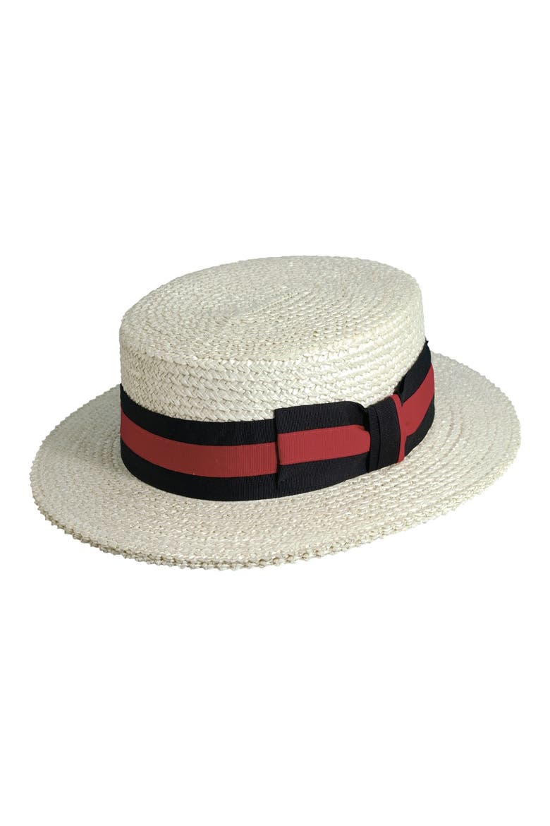 Straw Boater Hat, Main, color, BLEACH
