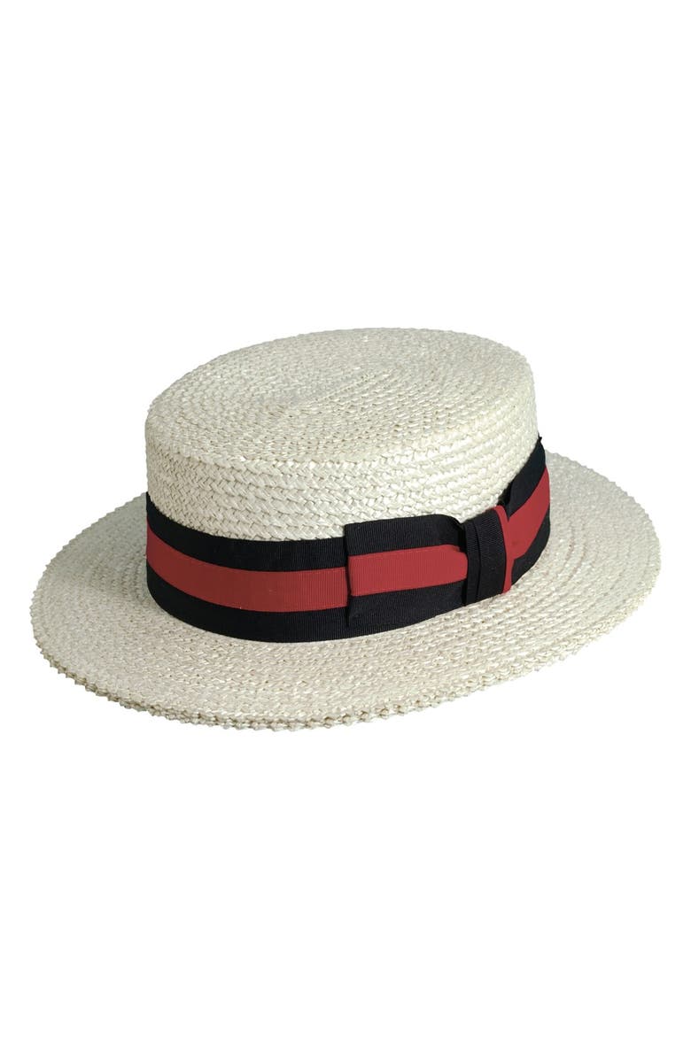Scala Straw Boater Hat, Main, color, 