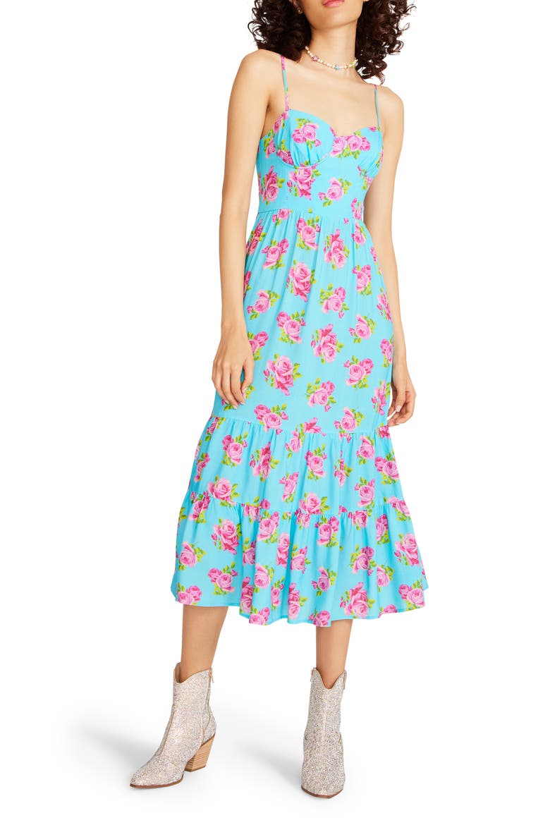 Ava Corset Marilyn Rose Dress, Alternate, color, BLUE CURCAO