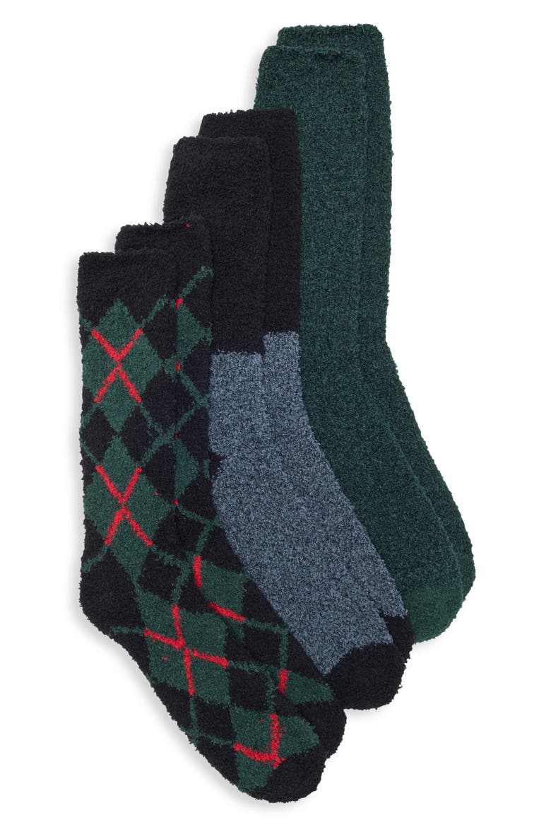 Assorted 3-Pack Butter Fuzzy Socks, Main, color, HOLIDAY ARGYLE
