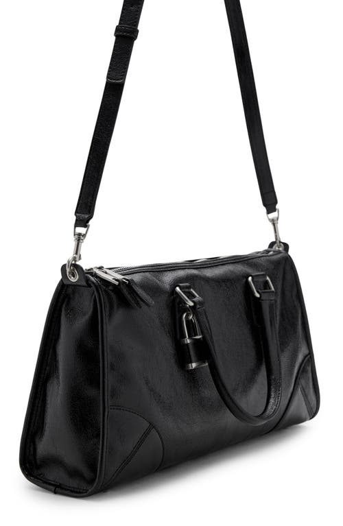 Mango Faux Leather Satchel In Black