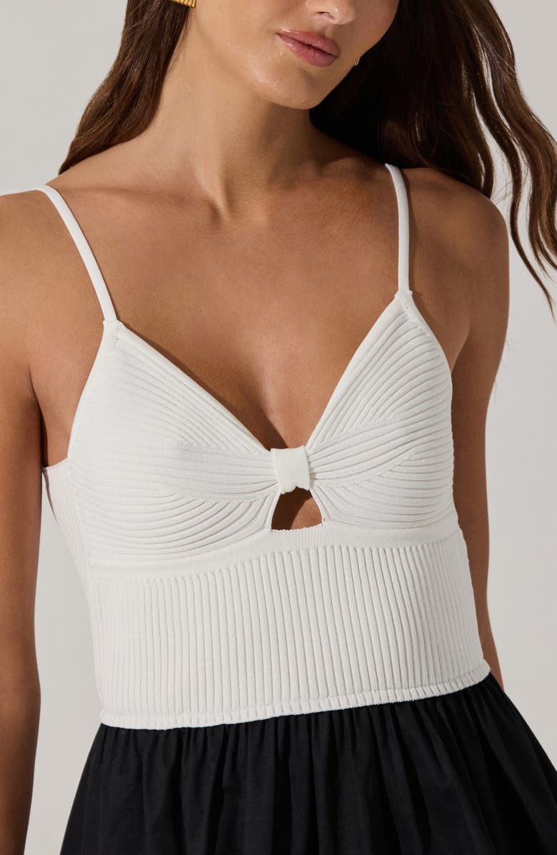 ASTR the Label Contrast Mixed Media Midi Dress, Alternate, color, White Black