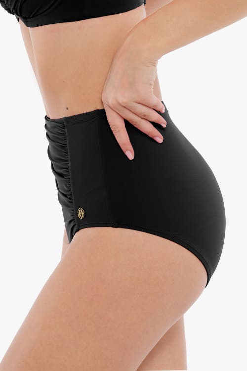 Popilush Shapewear Ruched Tummy Control Bikini Brief In Midnight Black