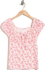 Abound Cap Sleeve Ruched Top