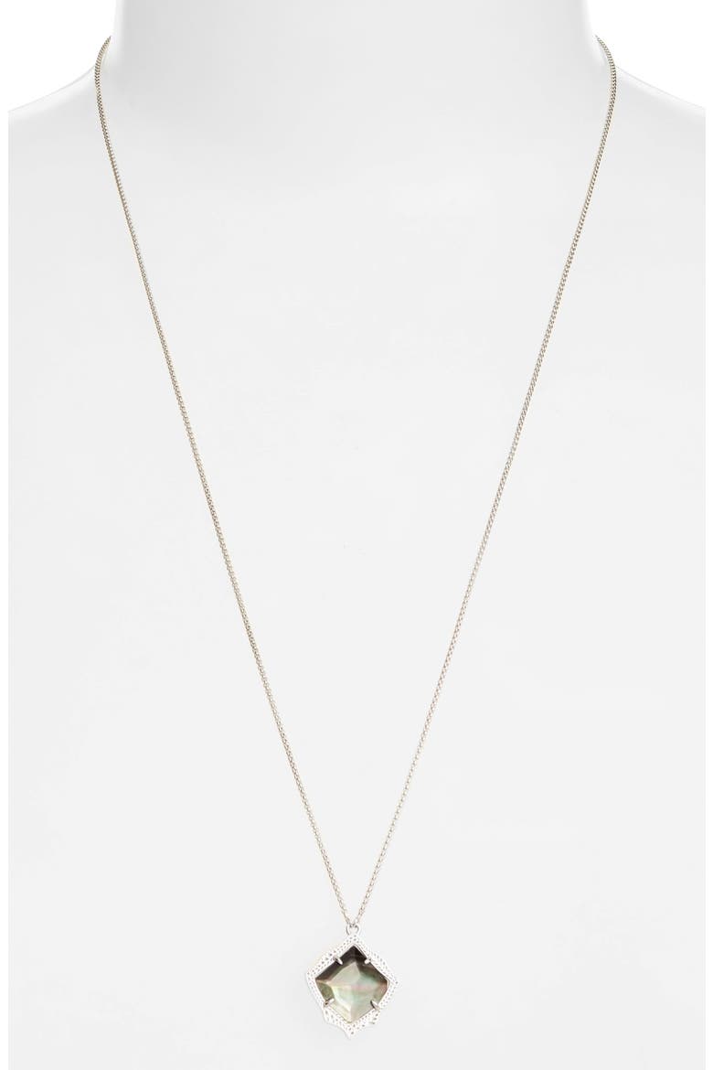 Kacey Pendant Necklace, Alternate, color, BLACK MOP/ SILVER