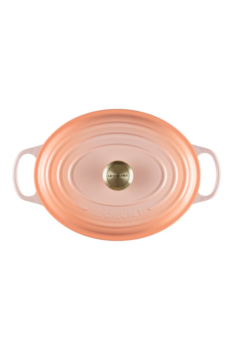 Signature 6.75-Quart Oval Enamel Cast Iron French/Dutch Oven with Lid, Alternate, color, PECHE