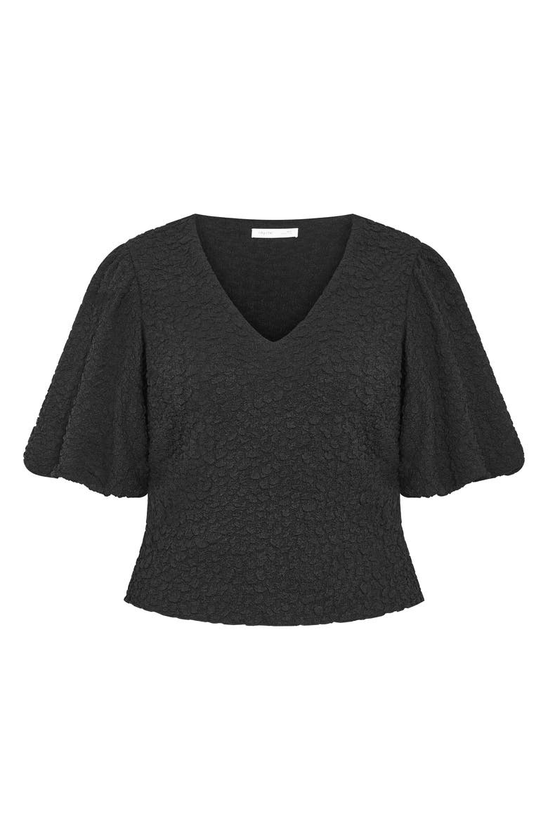 City Chic Chrissie Texture Puff Sleeve Top, Alternate, color, Black