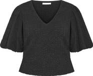 City Chic Chrissie Texture Puff Sleeve Top