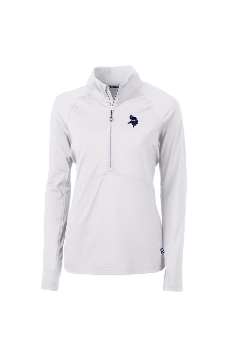 Cutter & Buck Women's Cutter & Buck White Minnesota Vikings Adapt Eco Knit Stretch Recycled Half-Zip Pullover Top, Alternate, color,