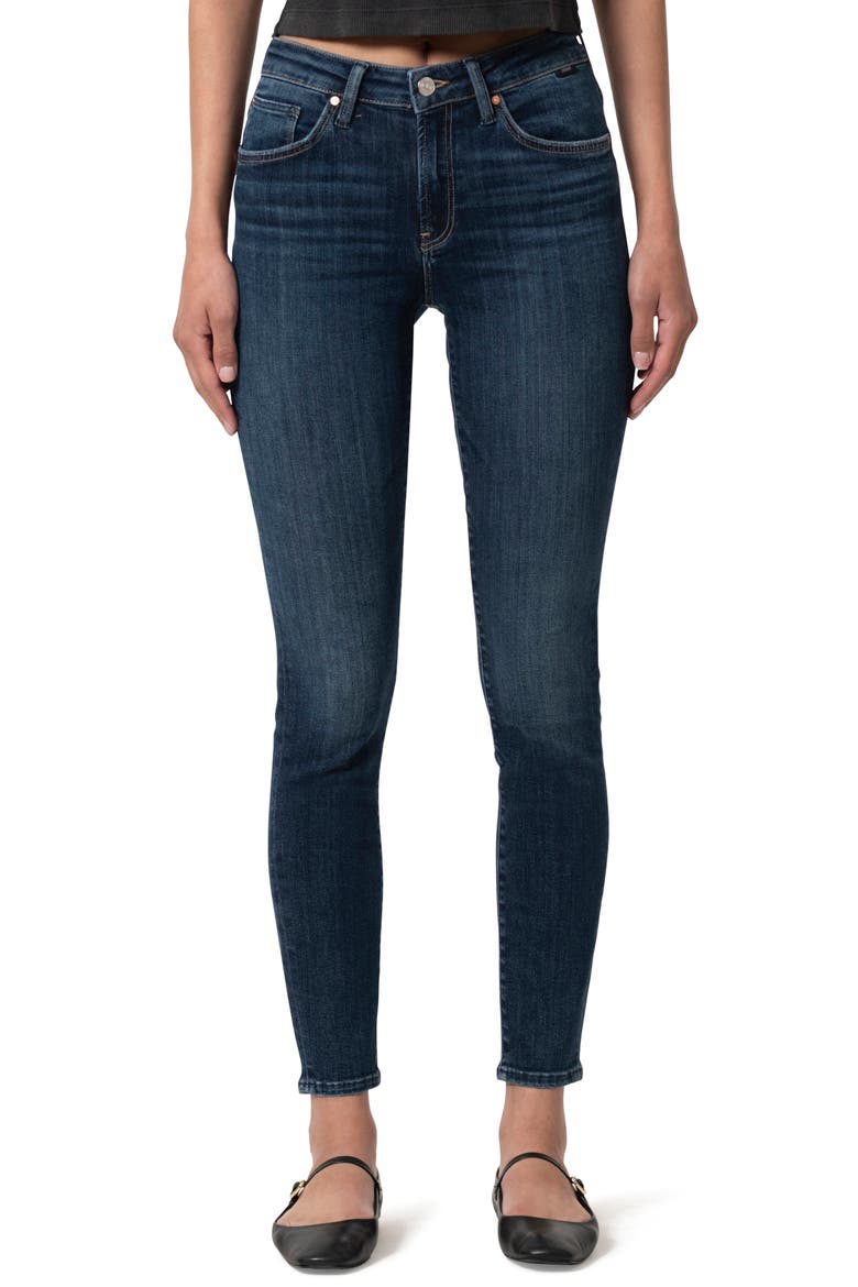 Tess High Waist Ankle Skinny Jeans, Main, color, DARK BRUSHED FLEX BLUE