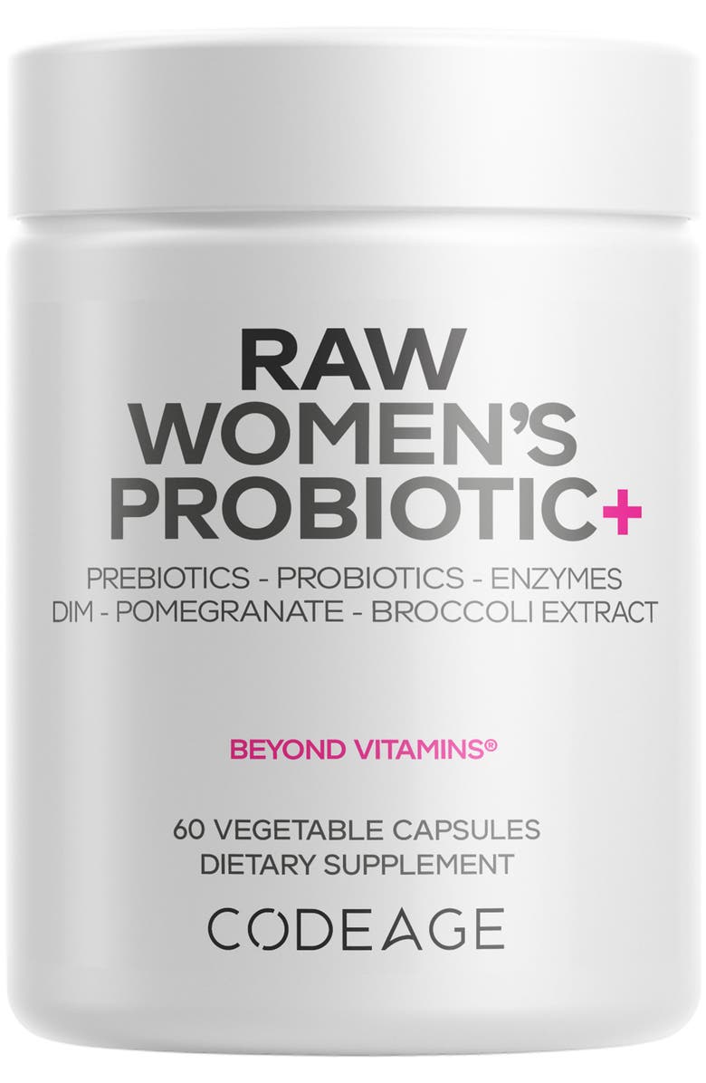 Codeage Raw Women's Probiotics + Prebiotics Supplement, Main, color, White