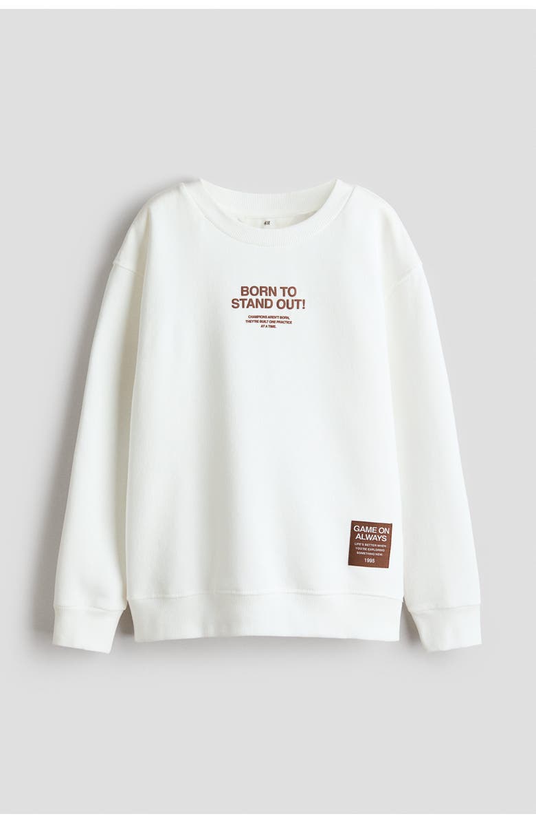 H&M Printed Sweatshirt, Main, color, White/Brown