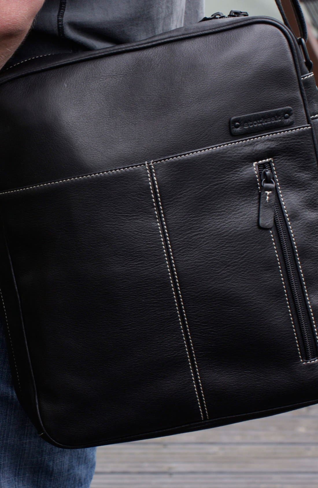 Storksak 'Jamie' Leather Diaper Bag, Alternate, color, 