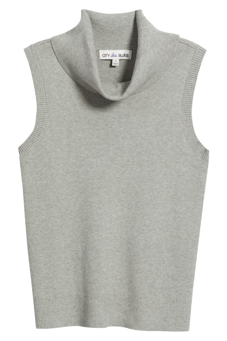 Turtleneck Sleeveless Sweater, Alternate, color, GRAY