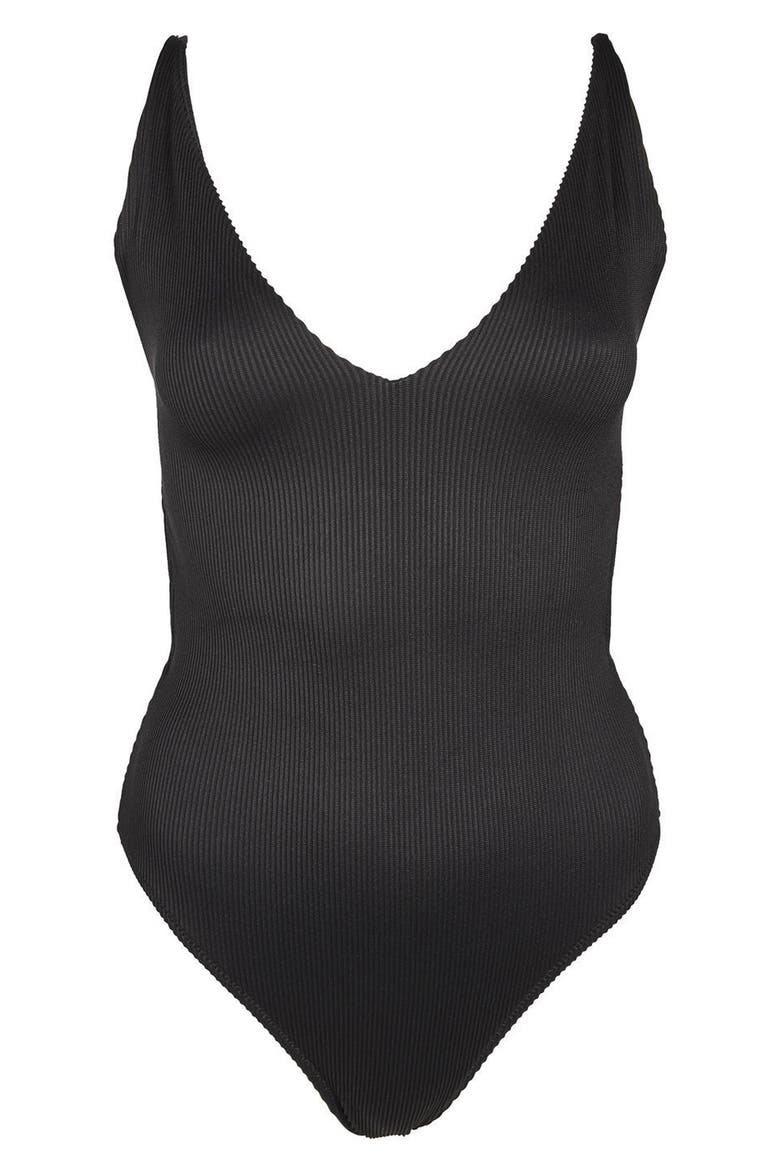 Pamela Ribbed Swimsuit, Alternate, color, BLACK