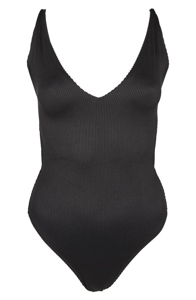 Topshop Pamela Ribbed Swimsuit, Alternate, color, 