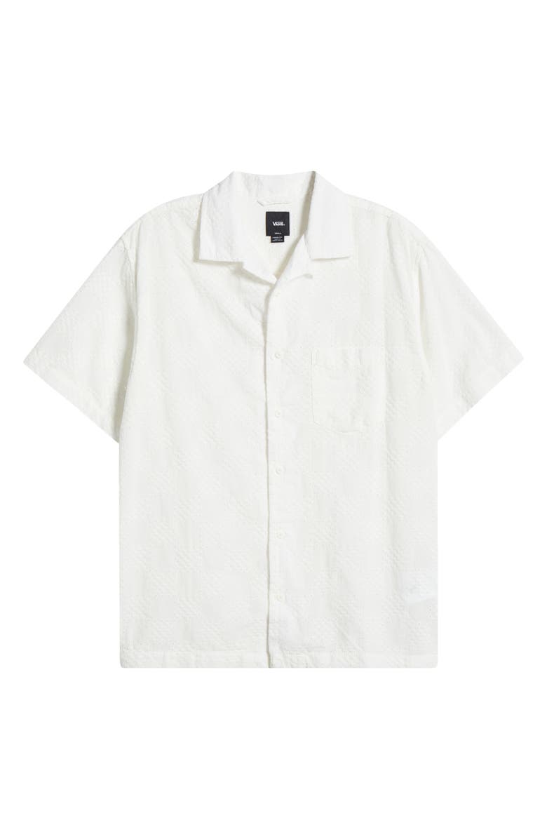 Vans Wayside Cotton Eyelet Short Sleeve Button-Up Shirt, Main, color, Marshmallow