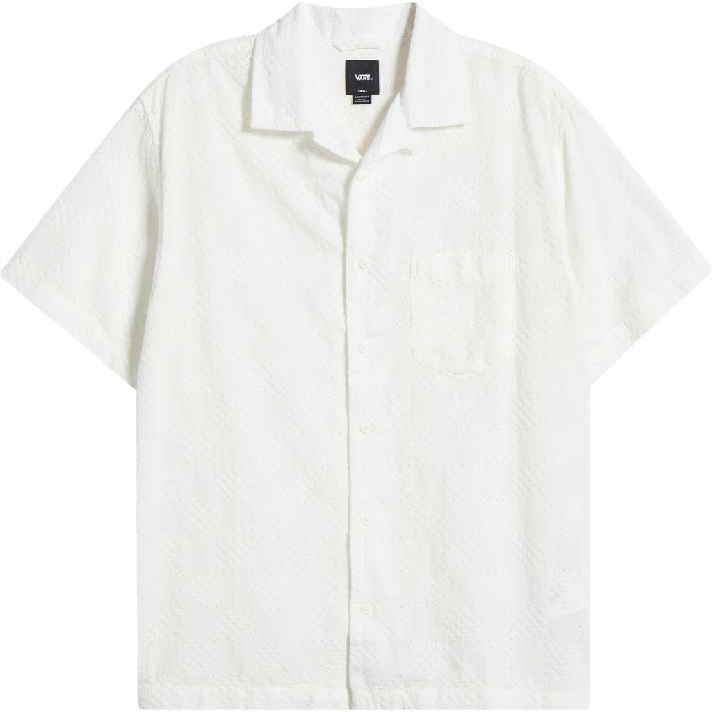Vans Wayside Cotton Eyelet Short Sleeve Button-up Shirt In White