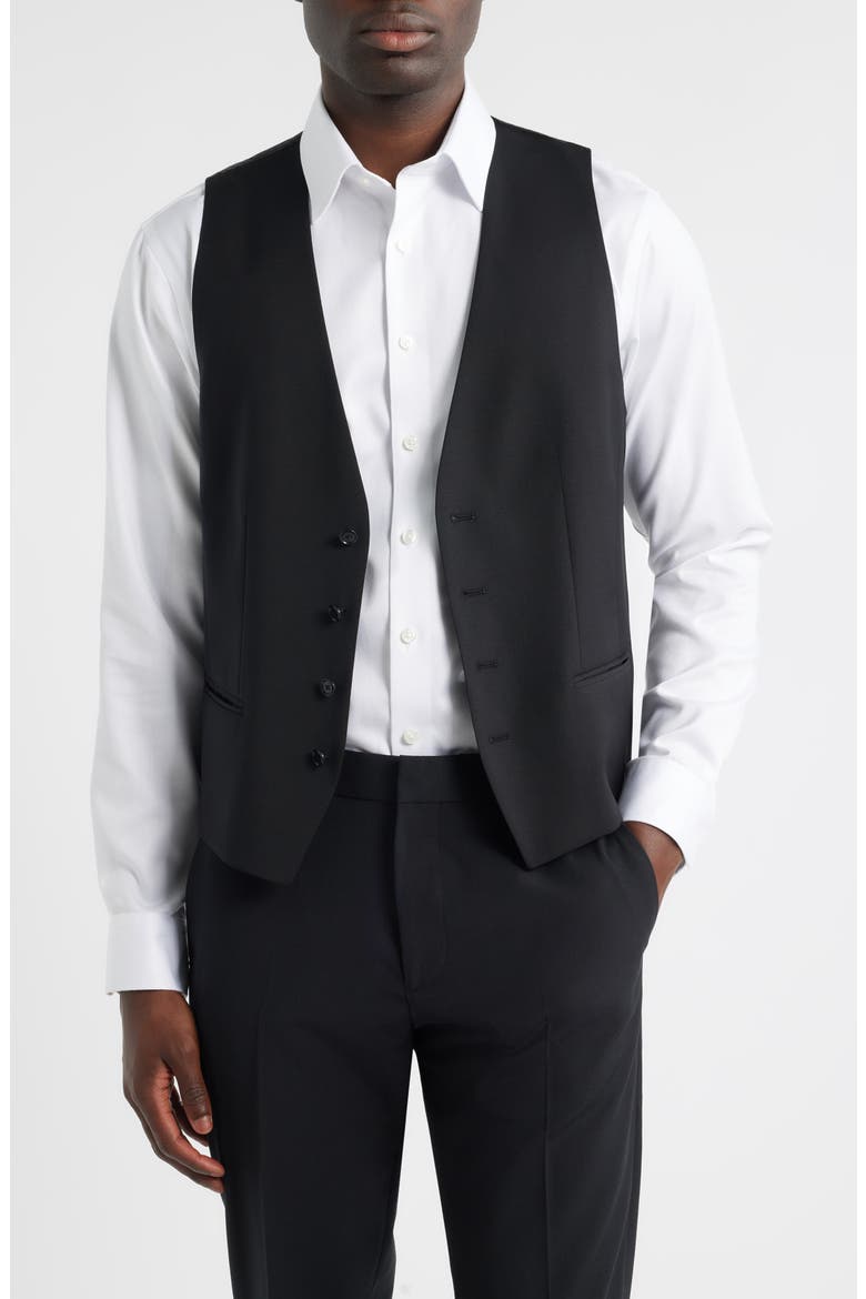 Houston Slim Fit Dark Navy Virgin Wool Suit Vest, Alternate, color, BLACK
