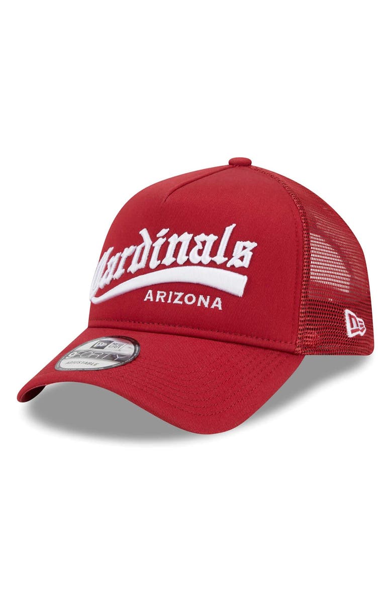 New Era Men's New Era Cardinal Arizona Cardinals Caliber Trucker 9FORTY Adjustable Hat, Main, color, Cardinal